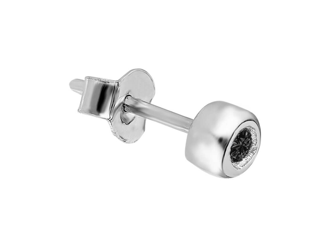 0.04 Carat Black Diamond Men's Stud Earrings