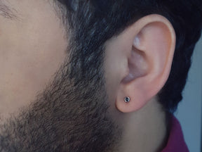 0.04 Carat Black Diamond Men's Stud Earrings