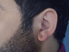 0.04 Carat Black Diamond Men's Stud Earrings