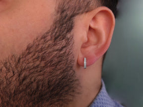 Double Row Diamond Men's Hoop Earrings