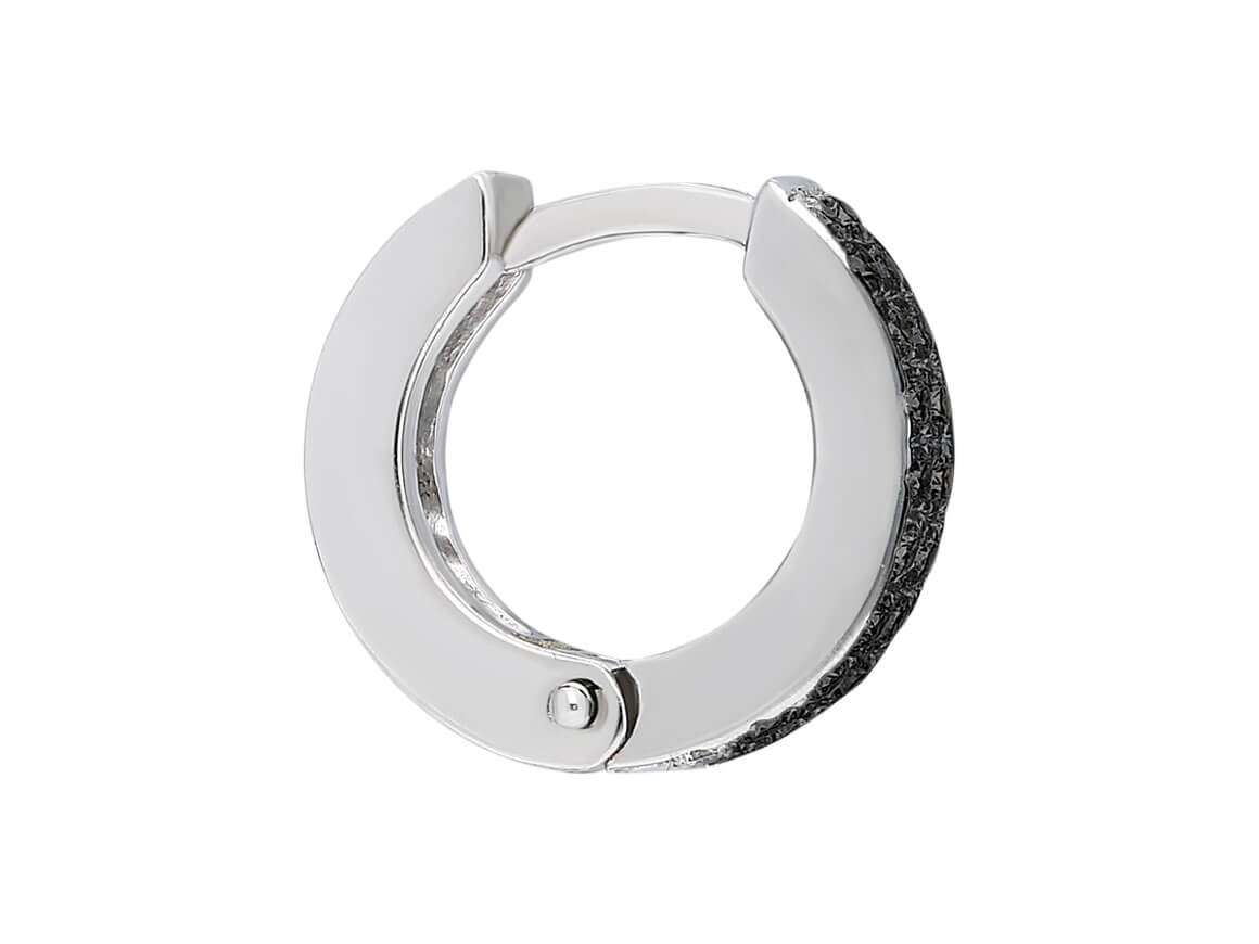 Double Row Black Diamond Men's Hoop Earrings
