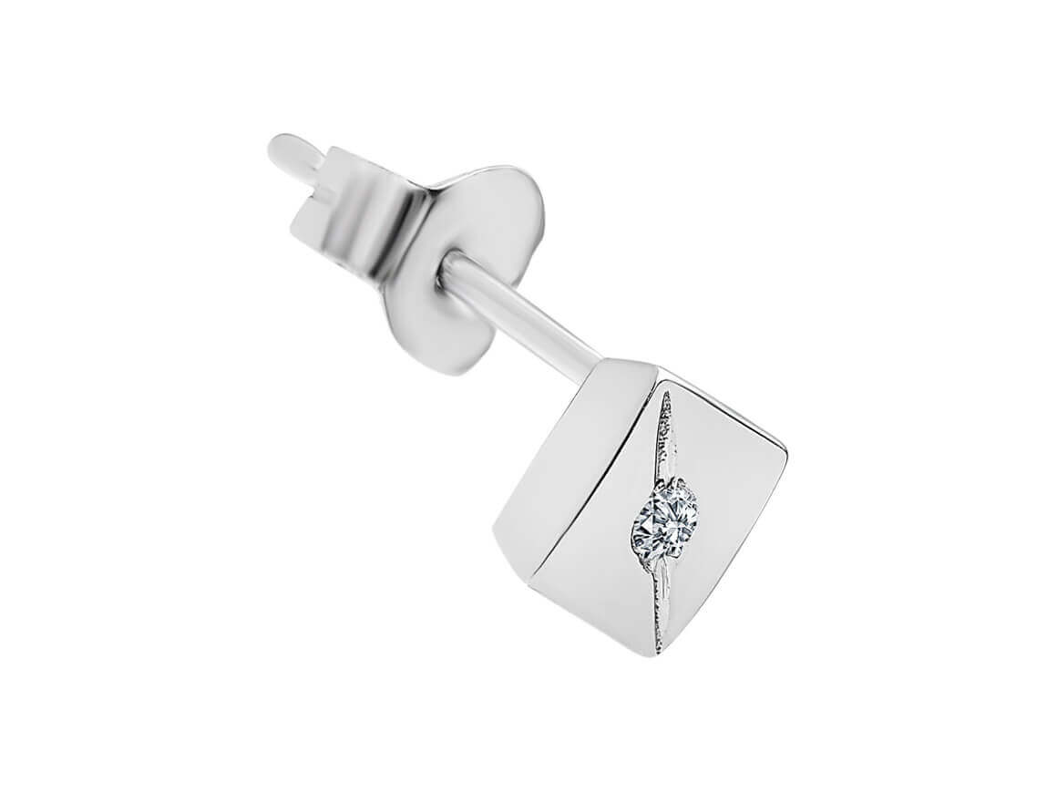 0.02 Carat Diamond Square Men's Stud Earrings