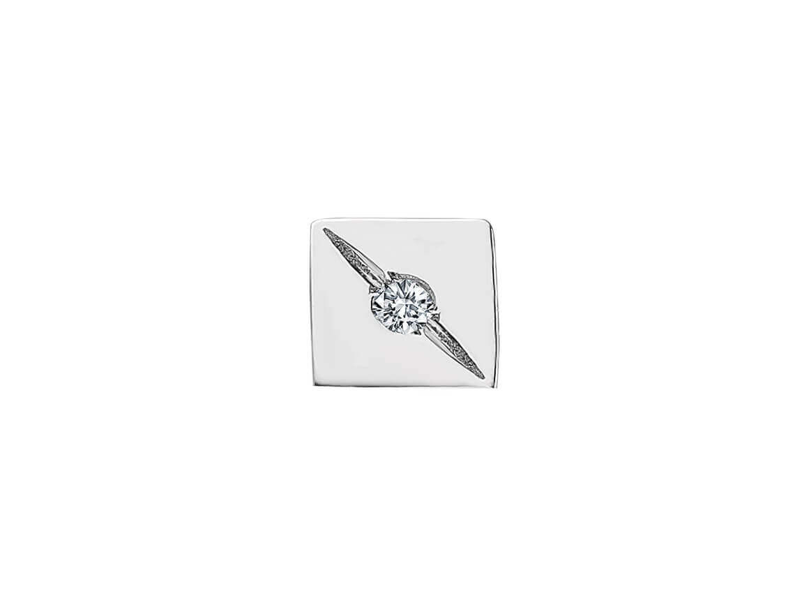 0.02 Carat Diamond Square Men's Stud Earrings