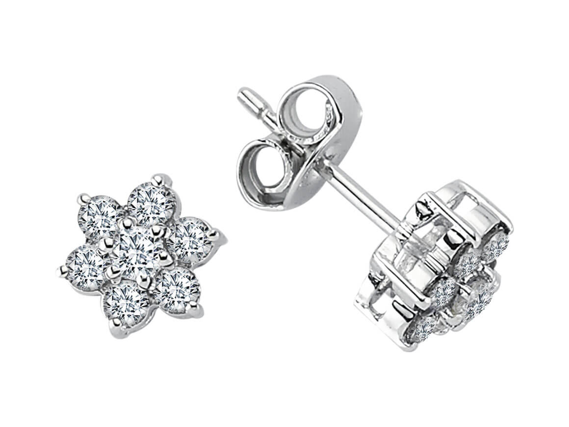 Boucles d'oreilles puces marguerite diamant