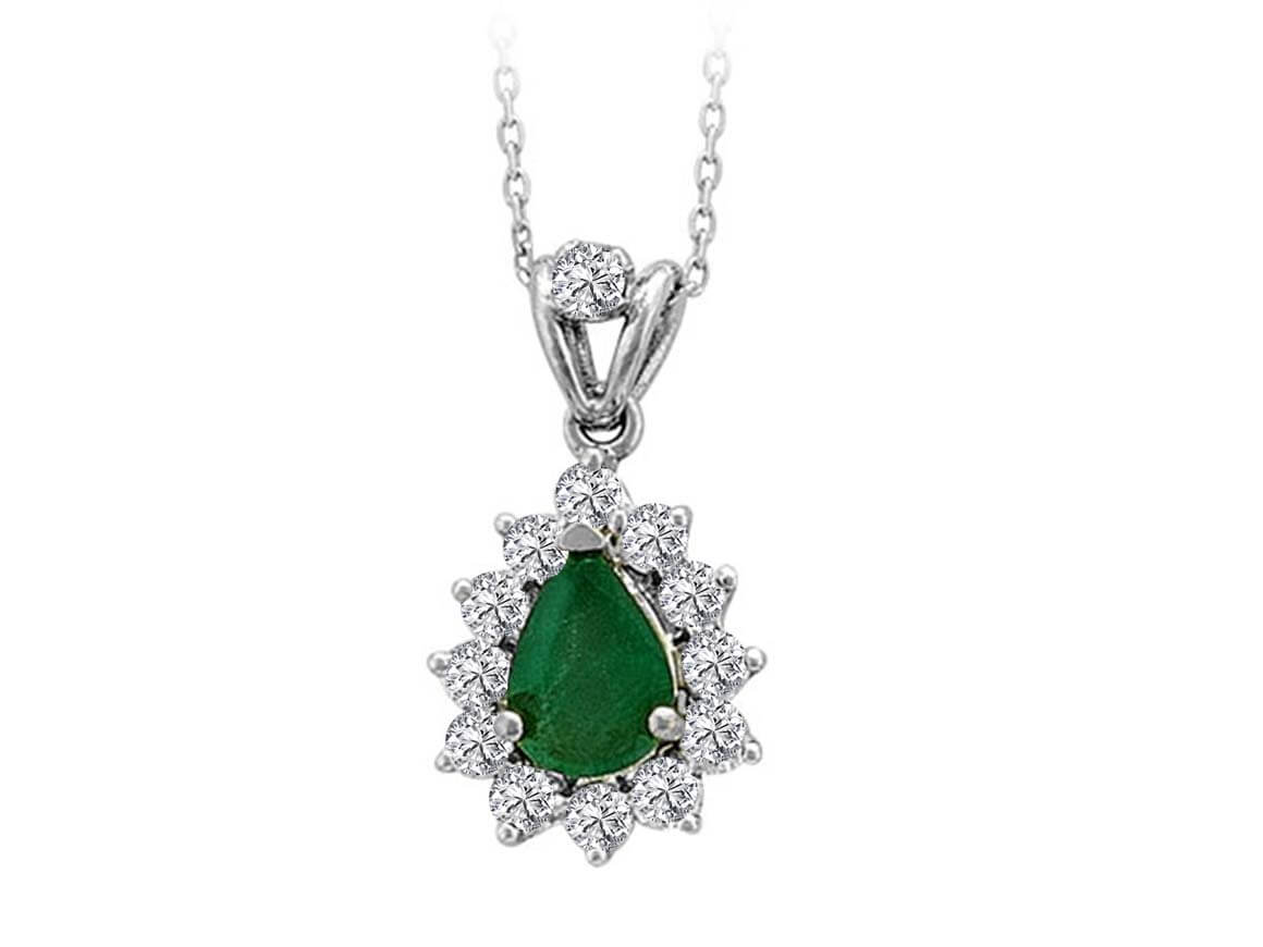 Diamond and Pear Cut Emerald Necklace