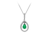 Diamant und Tropfen Smaragd Collier