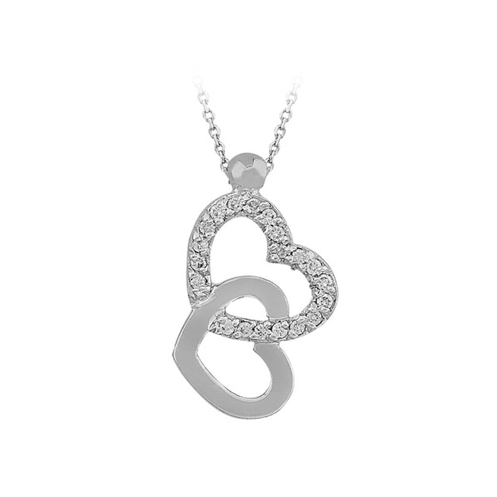 Collier coeurs diamants imbriqués