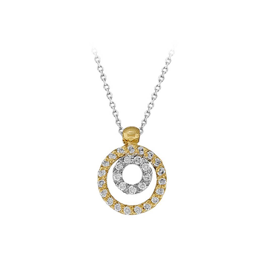 Diamond double ring necklace