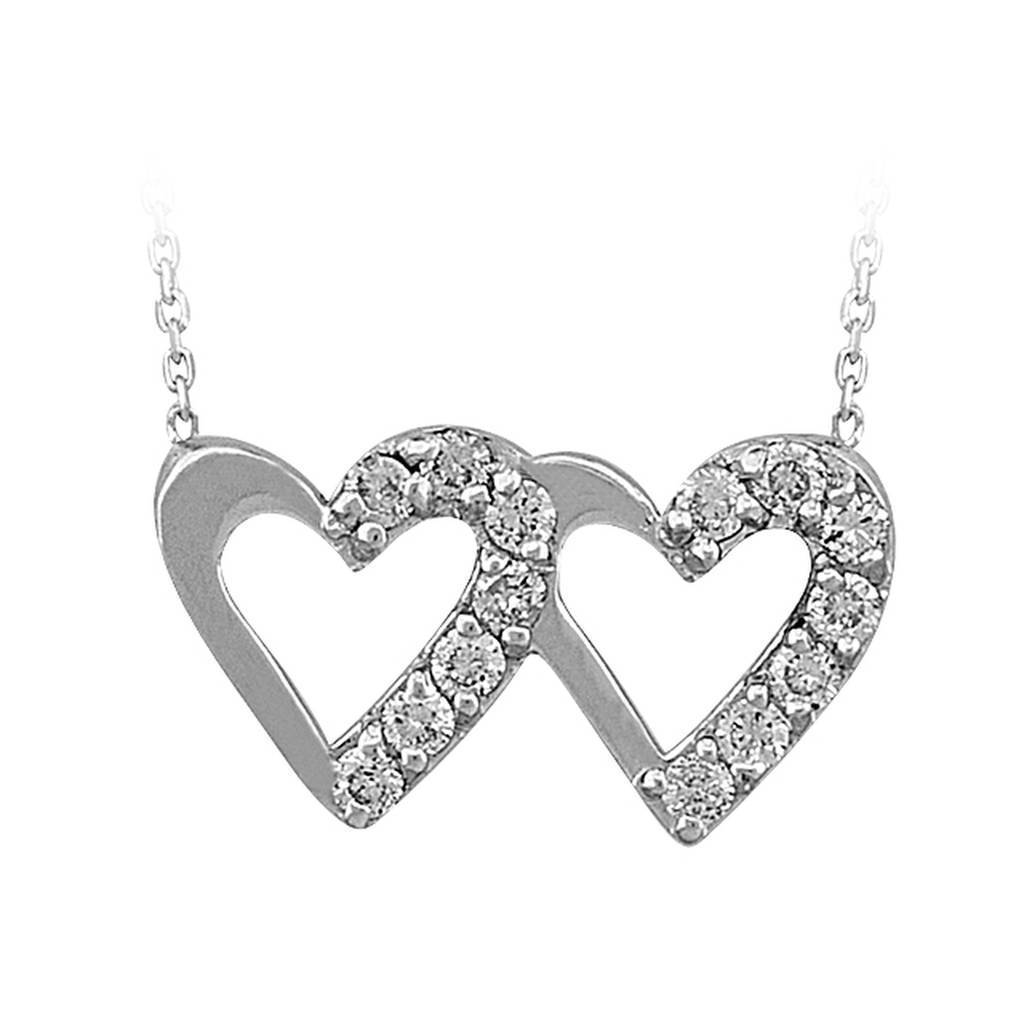 Collier diamant coeur binaire