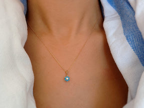 Diamond and Turquoise Daisy Necklace