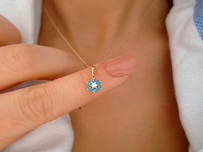 Diamond and Turquoise Daisy Necklace