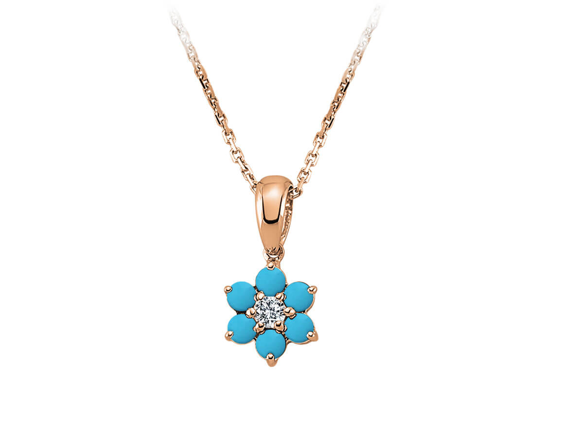 Diamond and Turquoise Daisy Necklace