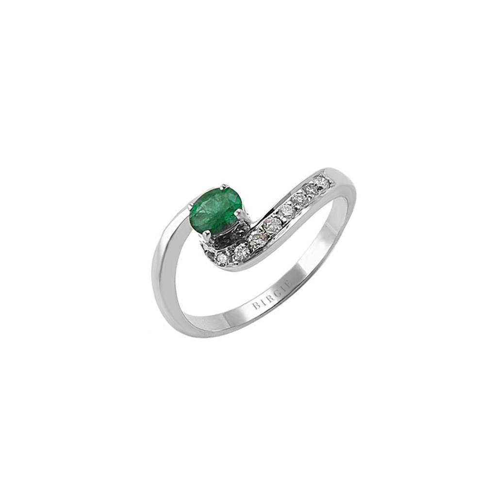 Bague diamant et émeraude ovale