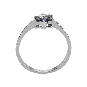 Bague marguerite diamant et saphir