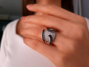 Bague Diamant Blanc et Noir