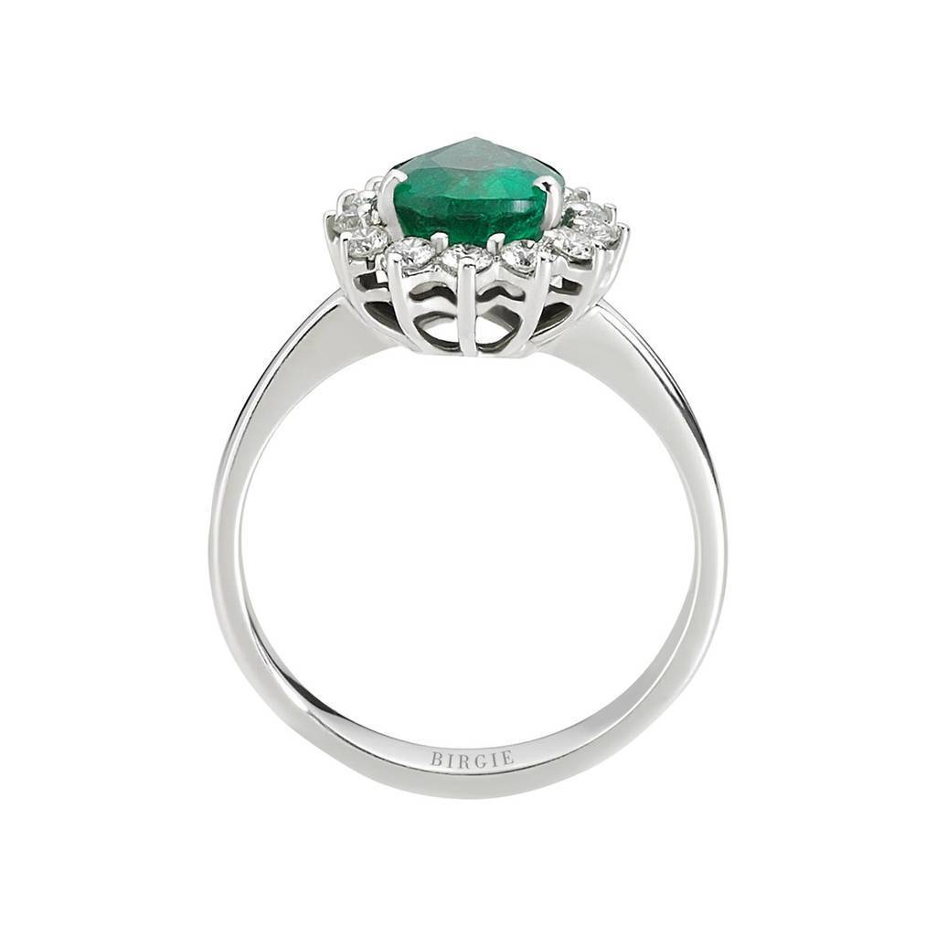 Bague diamant et émeraude en forme de larme