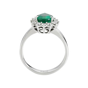 Bague diamant et émeraude en forme de larme