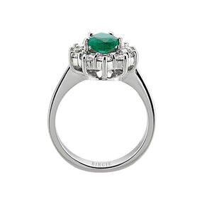 Diamond and teardrop emerald ring
