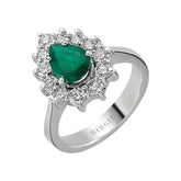 Diamond and teardrop emerald ring