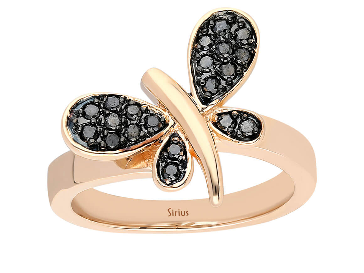 Black Diamond Dragonfly Ring