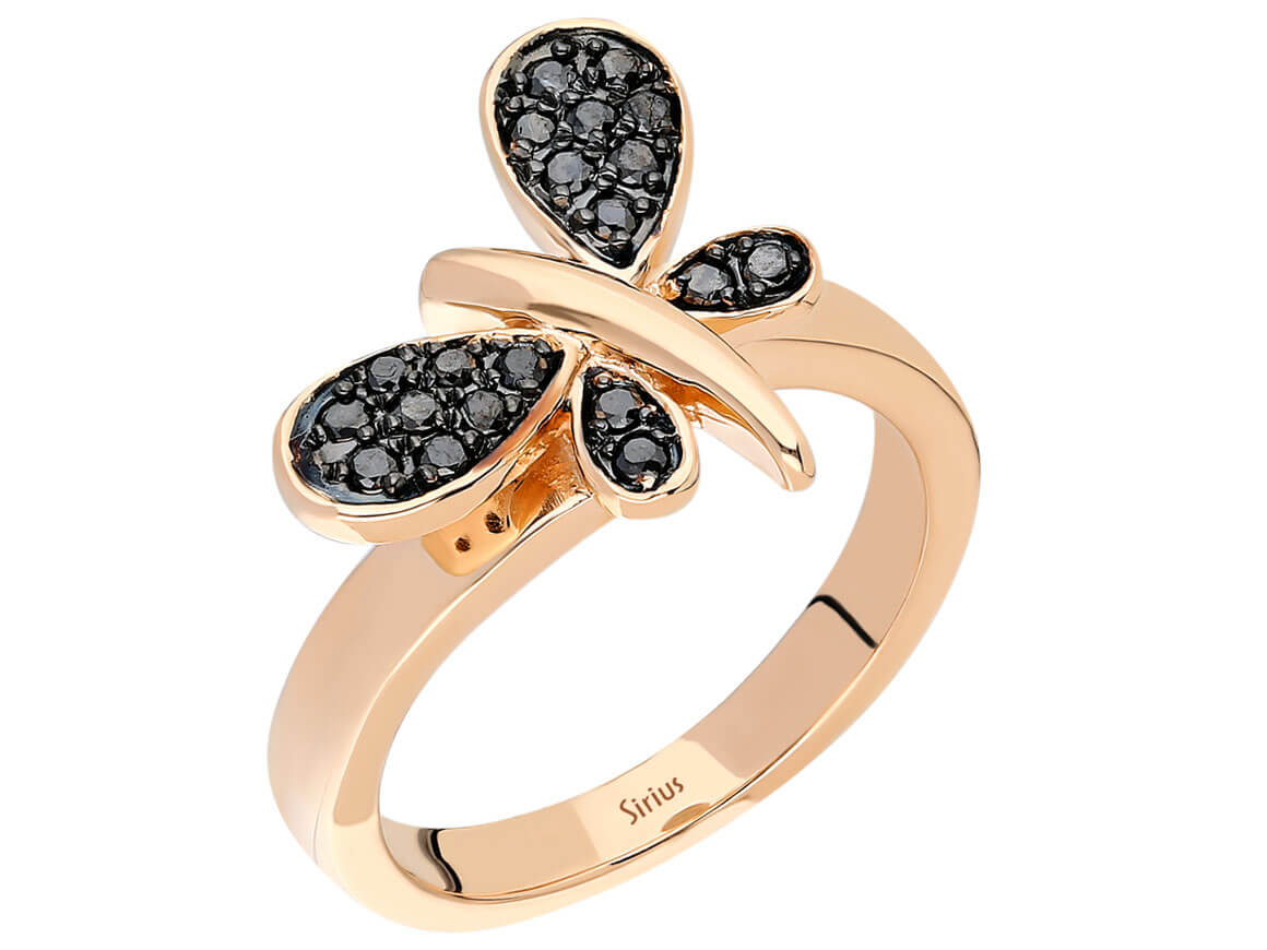 Black Diamond Dragonfly Ring