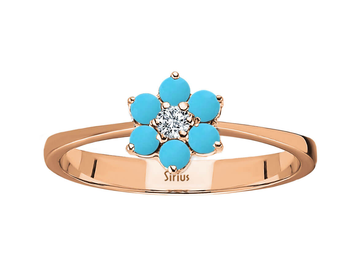Diamond and Turquoise Daisy Ring