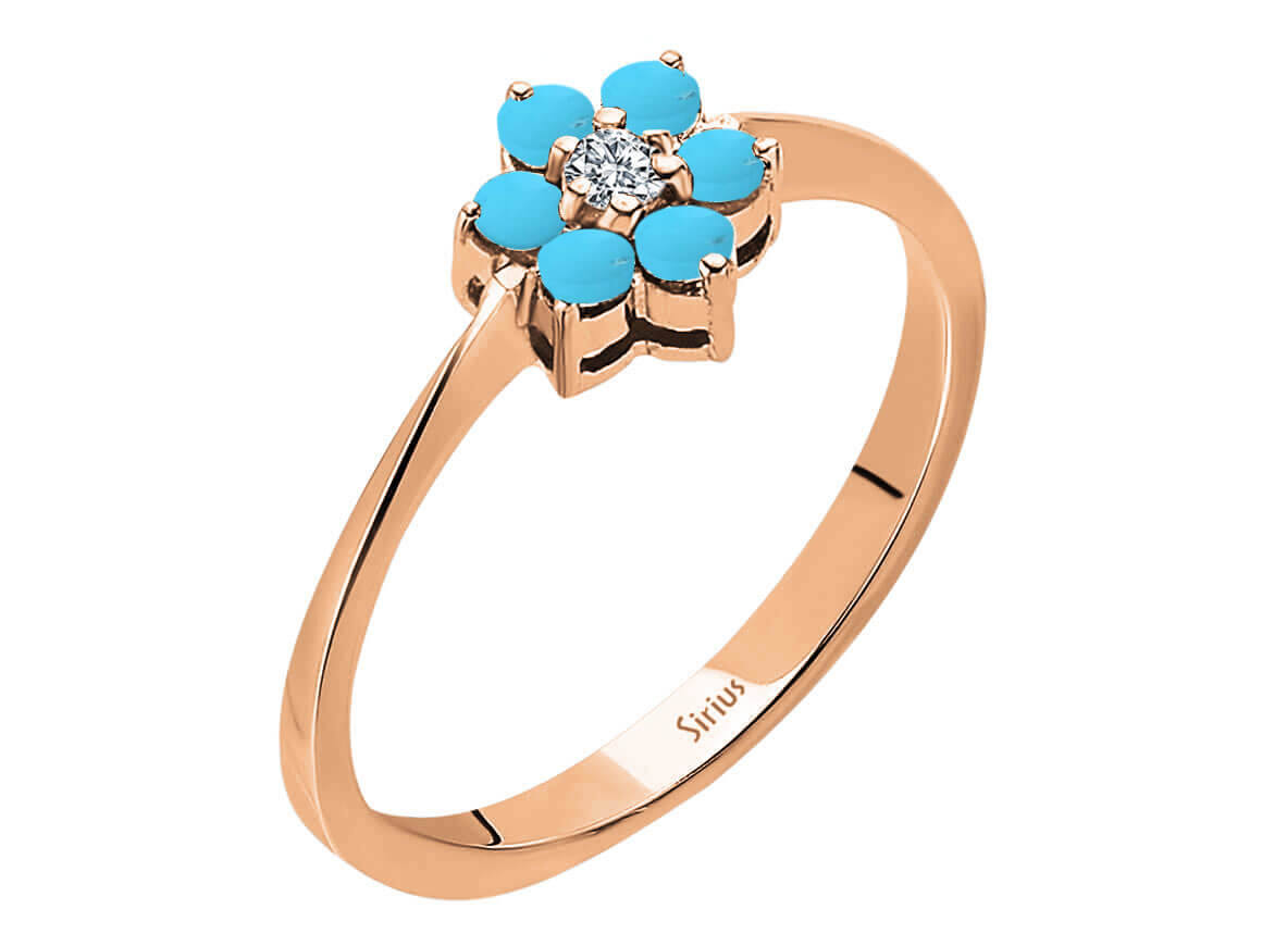 Diamond and Turquoise Daisy Ring