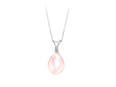 Collier de perles roses en diamant et en forme de larme