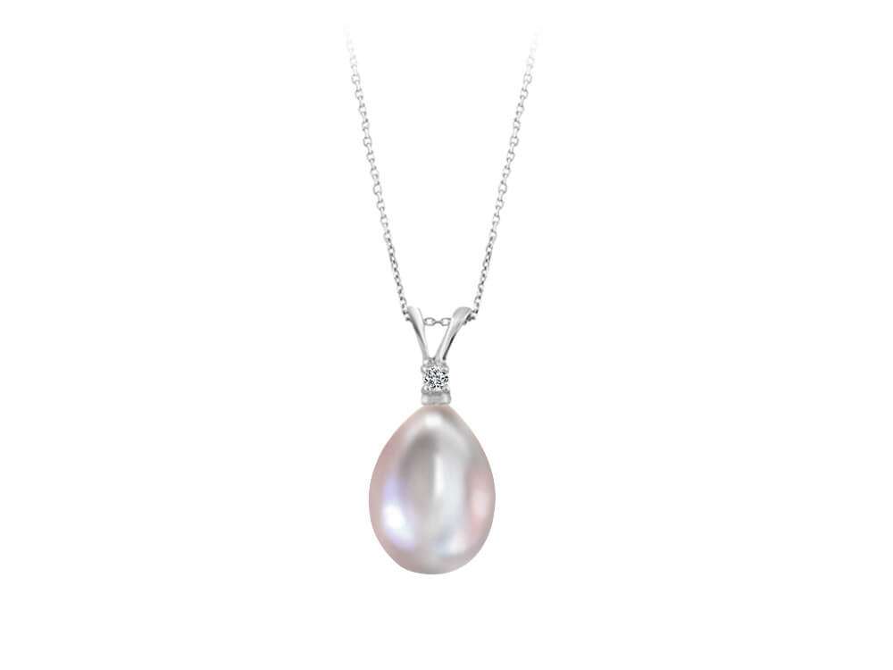 Collier de perles en argent et diamants en forme de larme