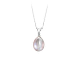 Collier de perles en argent et diamants en forme de larme