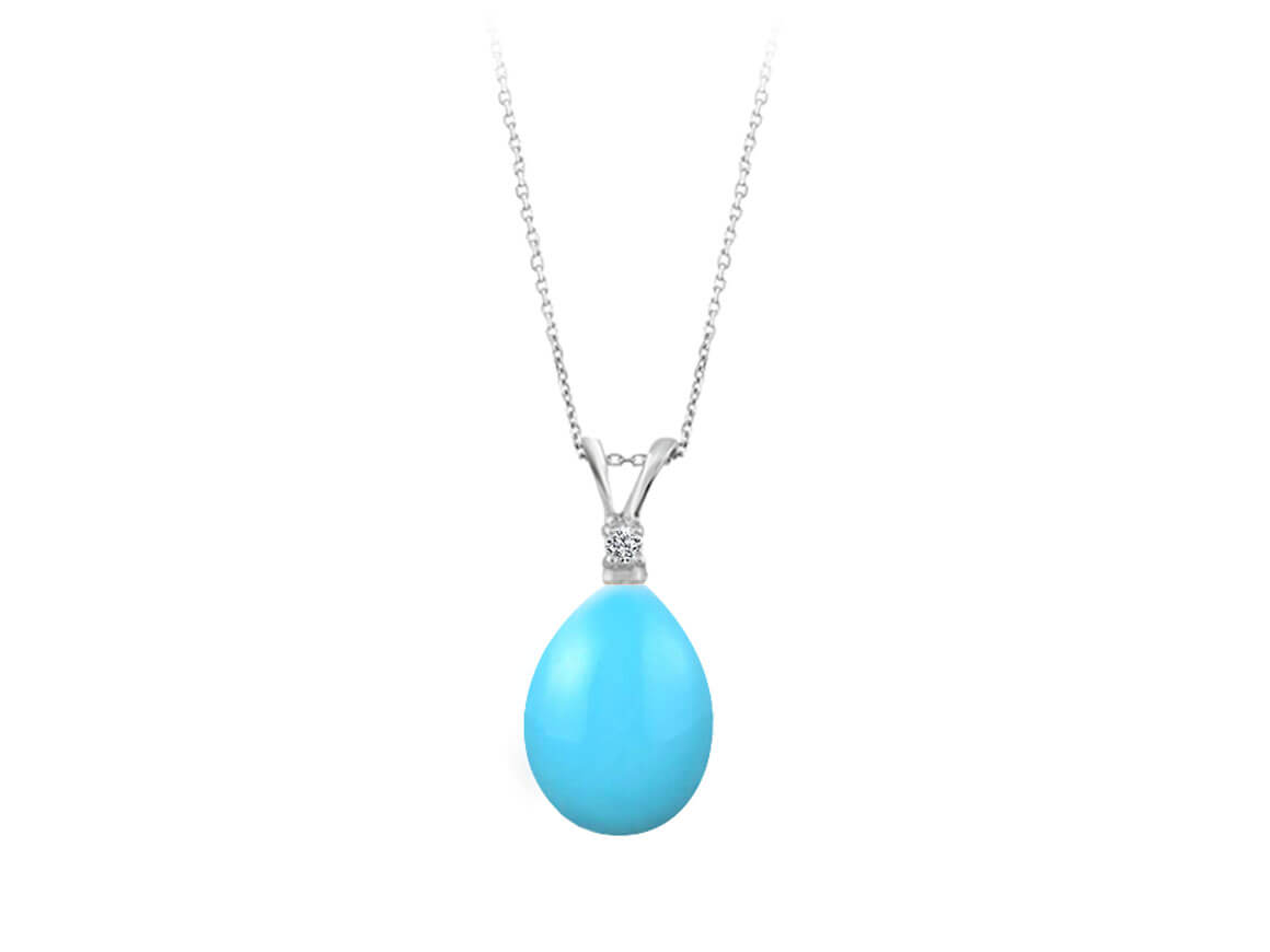 Diamond and Drop Turquoise Necklace