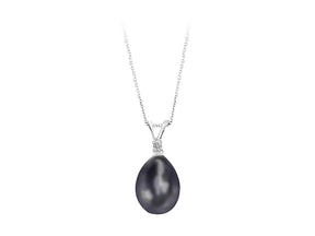 Collier de perles noires en diamant et en forme de larme