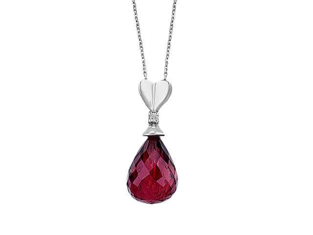 Diamond and Drop Garnet Necklace