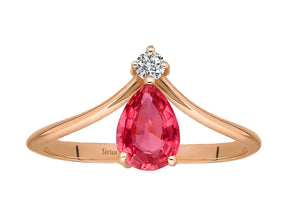 Bague diamant et tourmaline rose en forme de larme