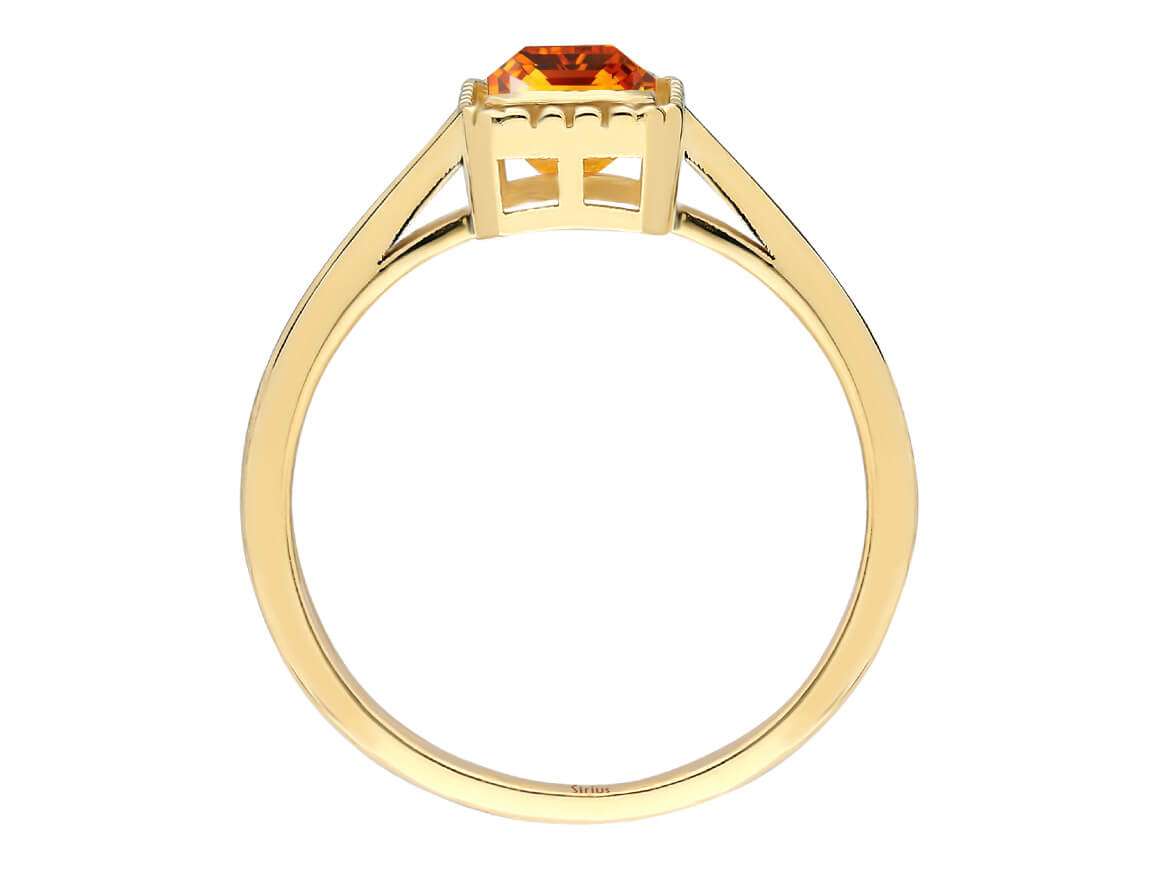 Octagon Cut Citrine Solitaire Ring