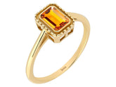 Octagon Cut Citrine Solitaire Ring