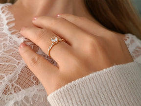 Diamond and White Topaz Ring