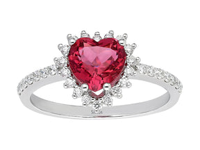 Bague tourmaline diamant et coeur