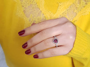 Bague tourmaline diamant et coeur