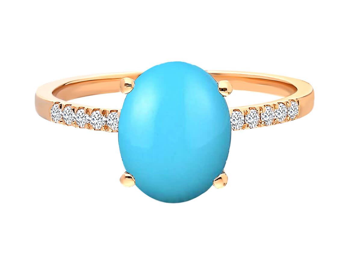 Diamond and Oval Turquoise Ring