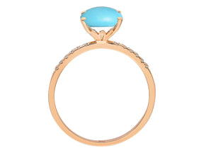 Diamond and Oval Turquoise Ring