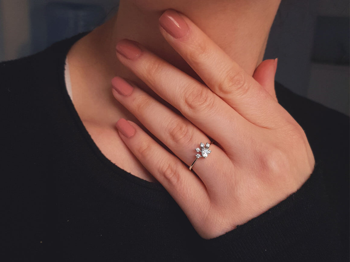 Bague patte de chat diamant