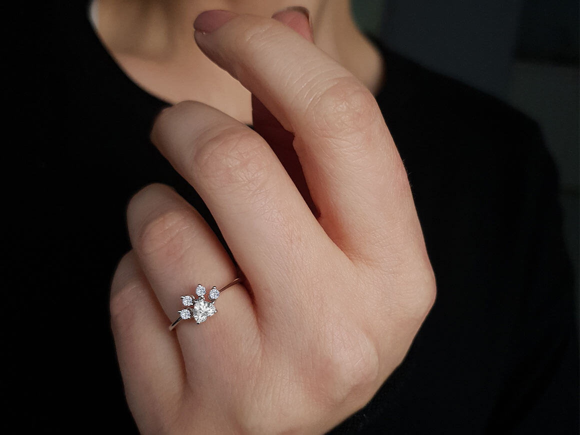 Bague patte de chat diamant