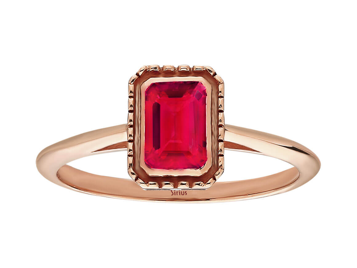 Octagon Cut Rose Tourmaline Solitaire Ring