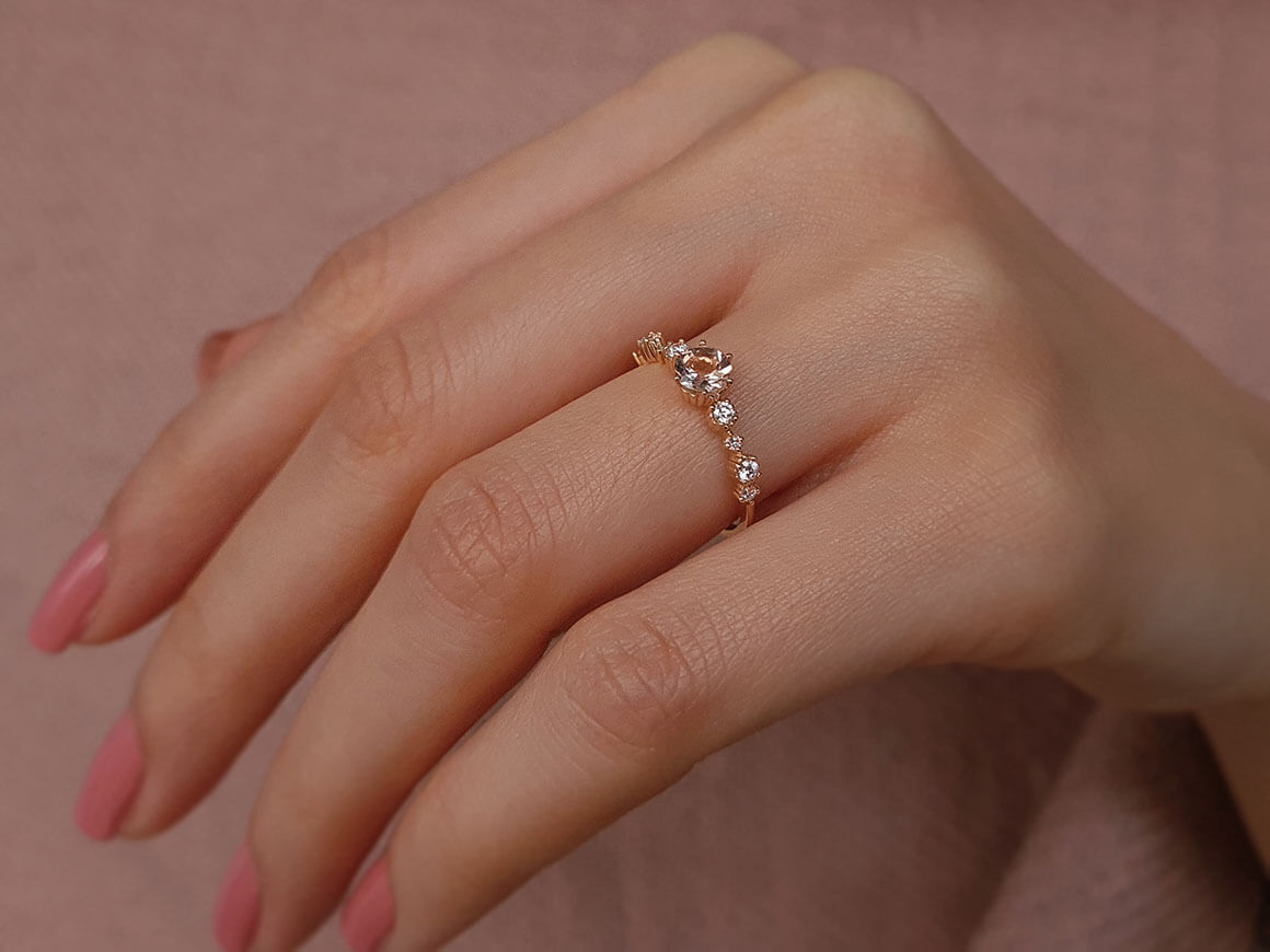 Bague diamant et morganite