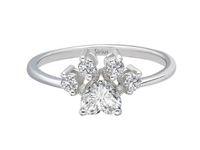 Bague Patte de Chat Diamant et Saphir Blanc