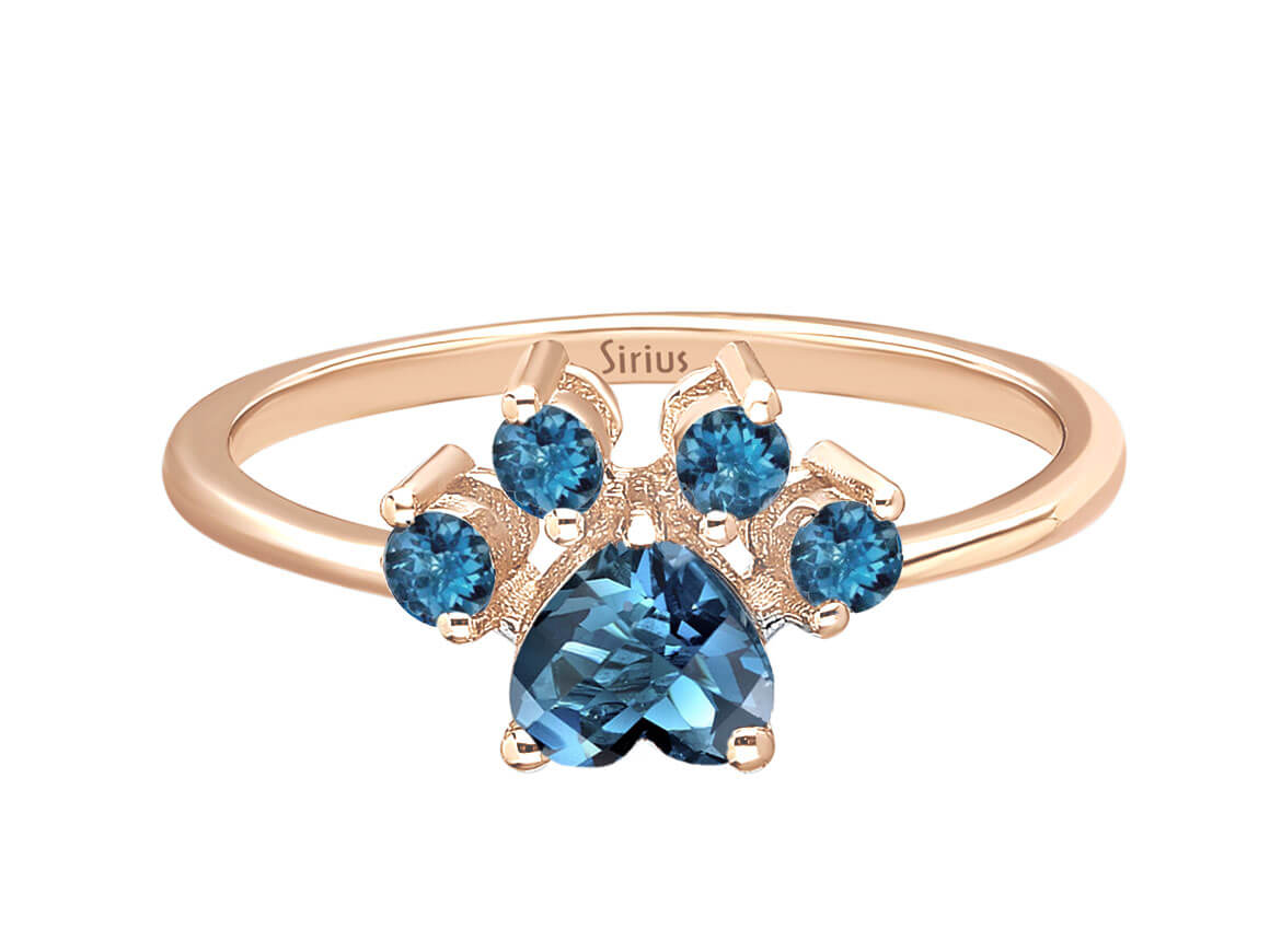 London Blue Topaz Cat Paw Ring
