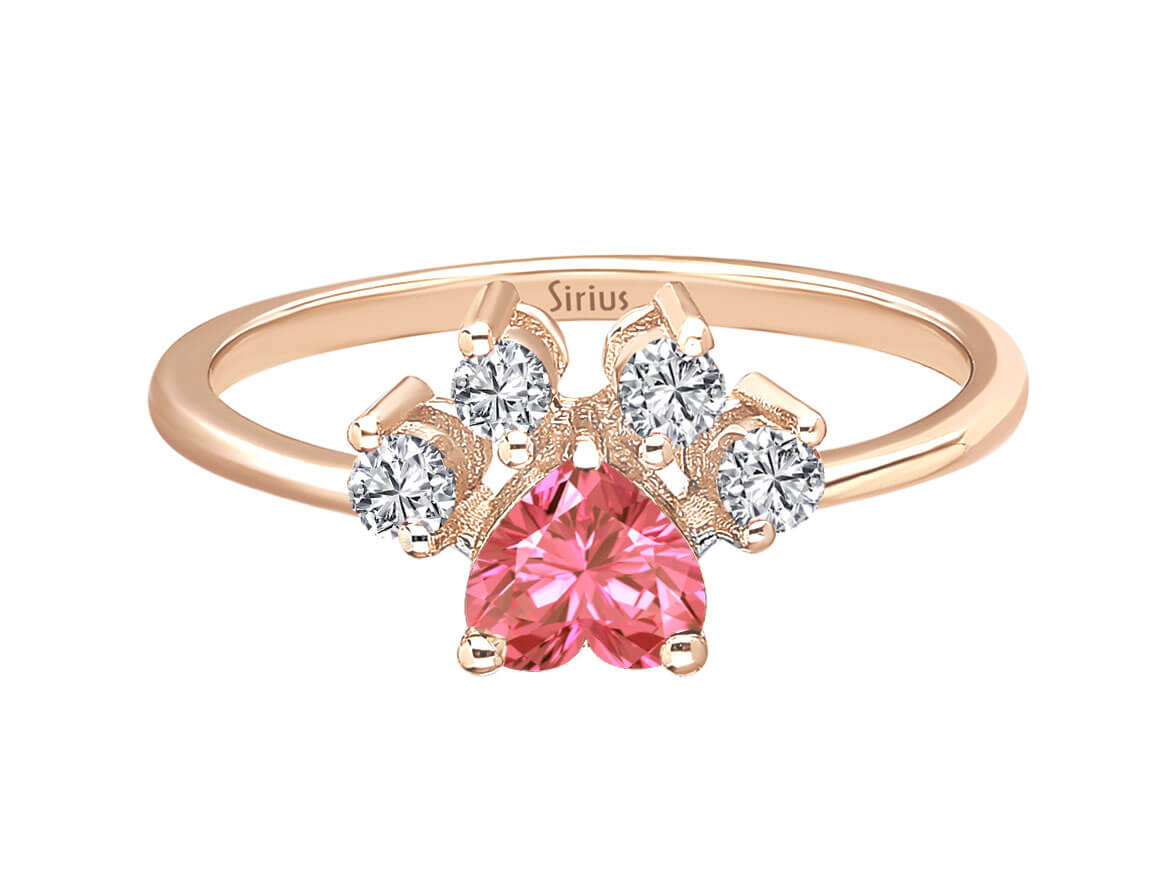 Diamond and Rose Tourmaline Cat Paw Ring
