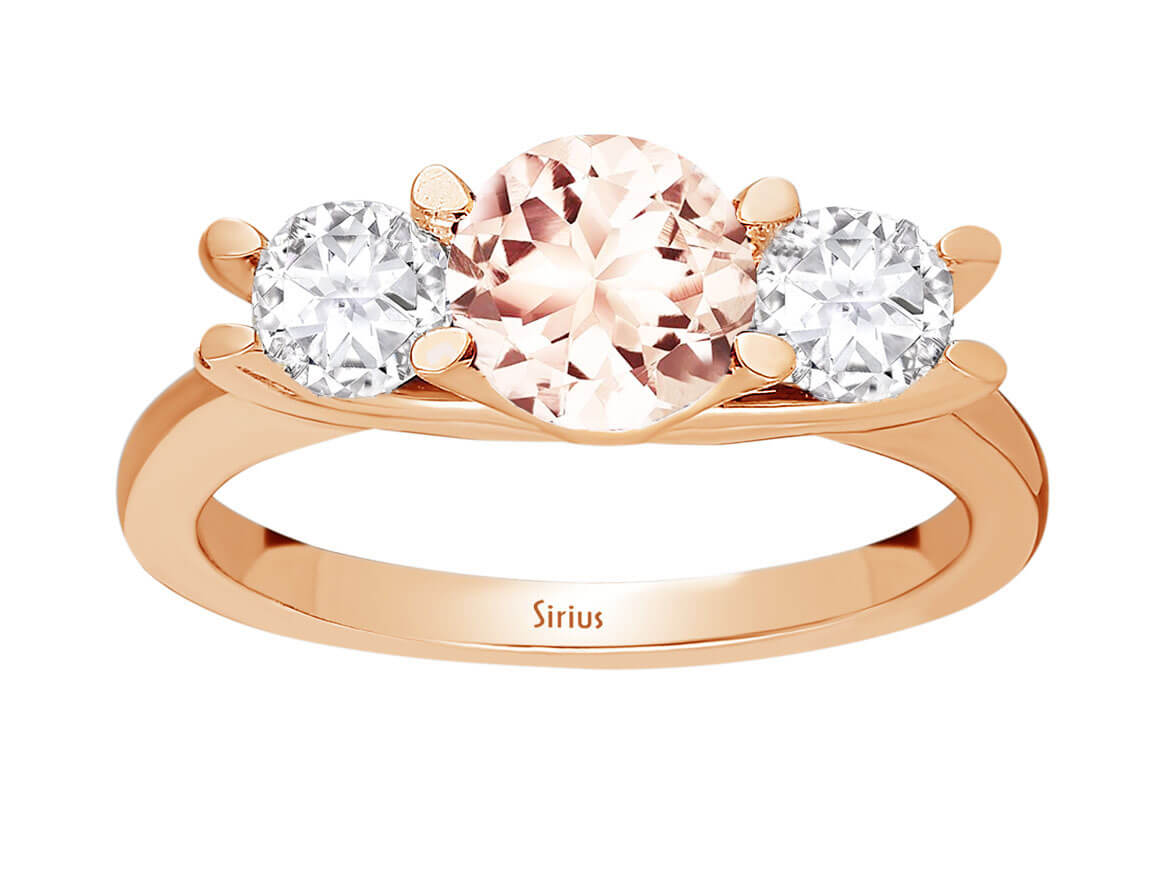 Morganite and White Sapphire Tria Ring
