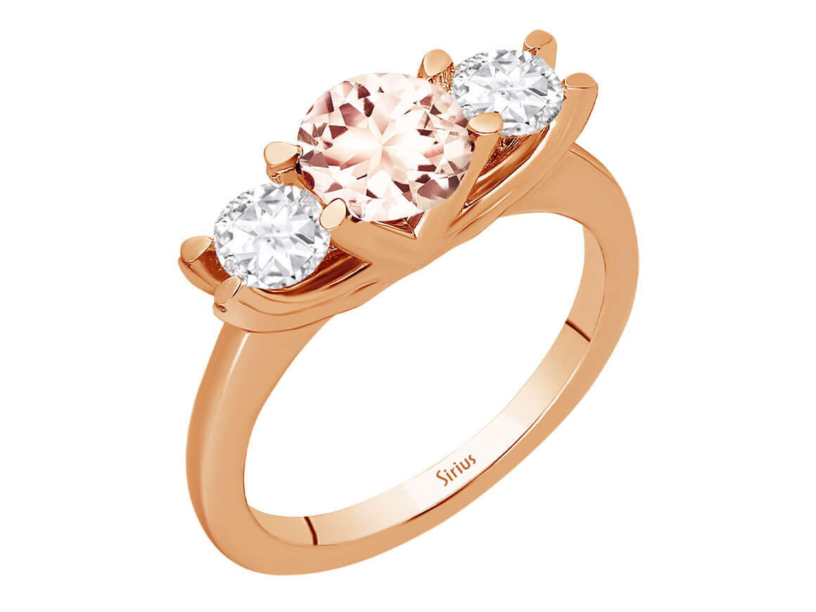 Morganite and White Sapphire Tria Ring